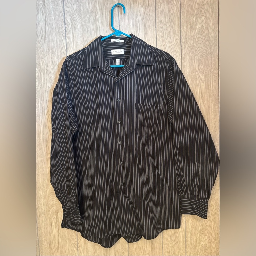 Van Heusen Men's Black Pinstripe Shirt